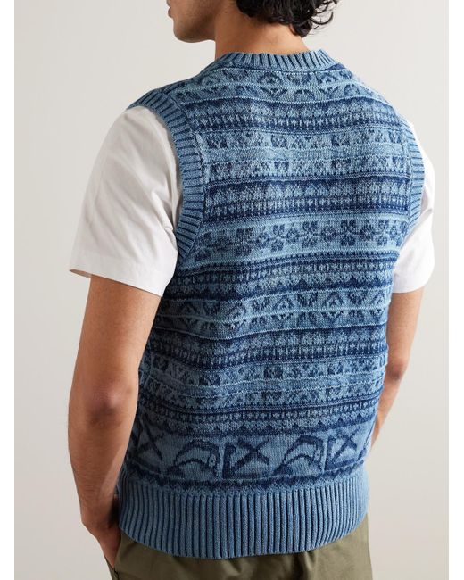 Polo Ralph Lauren Ärmelloser Pullover aus Baumwolle mit Fair-Isle-Muster in Blue für Herren