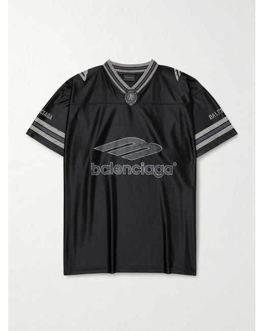 Balenciaga Black Logo-Print Striped Appliquéd Jersey T-Shirt for men