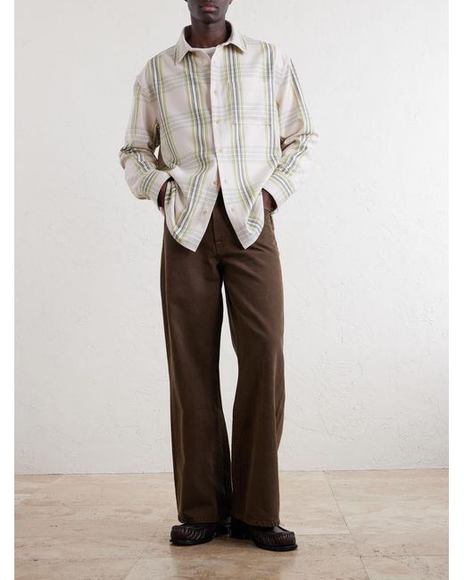 The Elder Statesman Natural Snap Pea Checked Virgin Wool, Silk And Cashmere-Blend Overshirt for men