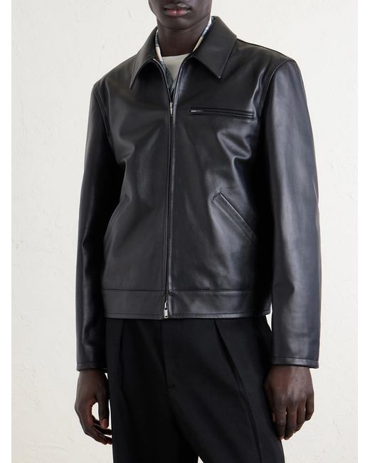 Jil Sander Black Leather Blouson Jacket for men