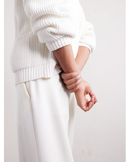 Tom Ford Natural Ribbed Cashmere And Cotton-Blend Cardigan for men