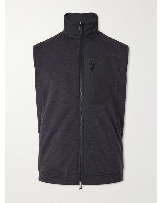 Sease Blue Explorer Reversible Padded Wool-Blend Jersey And Micro-Ripstop Gilet for men
