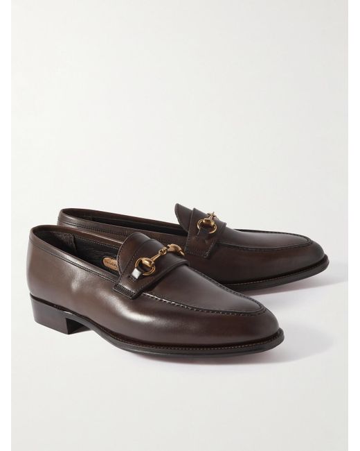 George Cleverley Brown Horsebit Leather Loafers for men