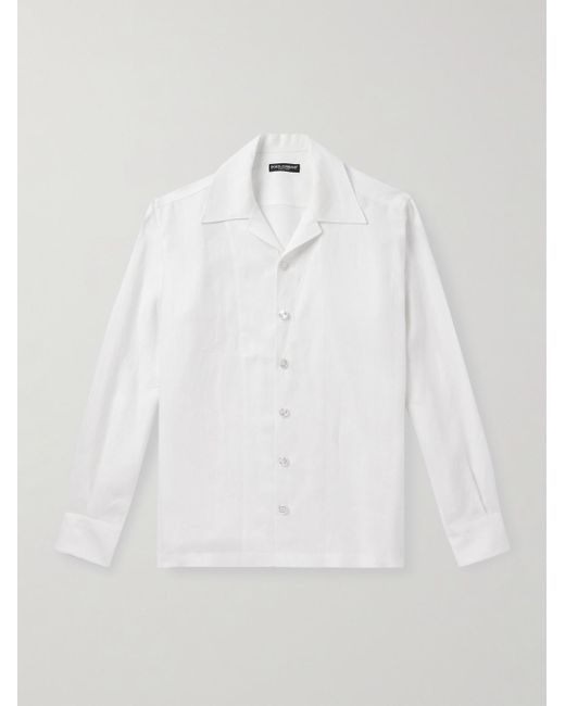 Dolce & Gabbana Hemd aus Leinen-Canvas mit Reverskragen in White für Herren