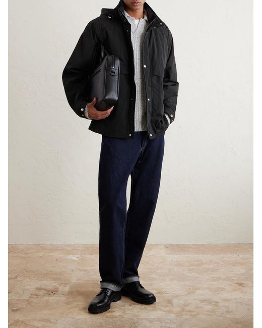 Mr P. Black Recycled-Shell Hooded Jacket for men
