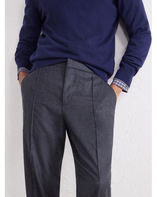 Zegna Blue Straight-Leg Wool, Cashmere And Silk-Blend Trousers for men