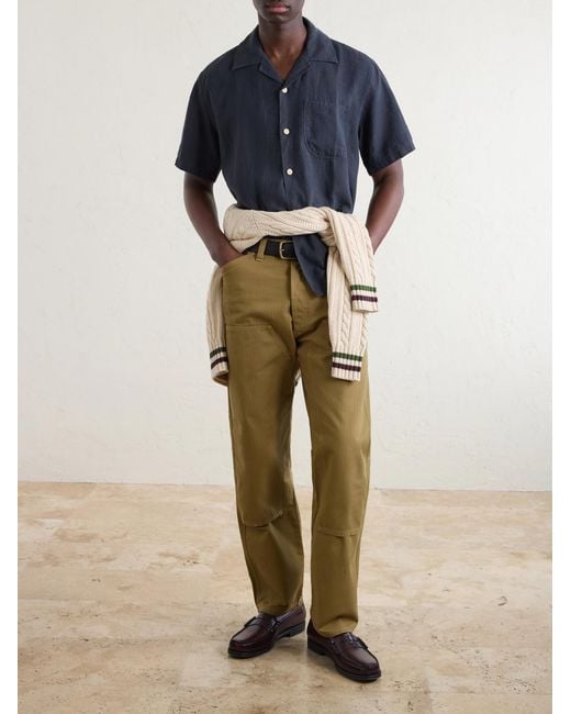 Drake's Natural Carpenter Straight-Leg Cotton Cargo Trousers for men