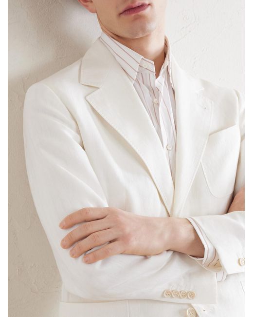 Brunello Cucinelli White Linen Blazer for men