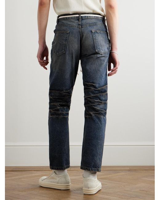 Jeans A Gamba Dritta Slim-Fit Effetto Consumato Con Cintura Fathers Engine di RRR123 in Blue da Uomo