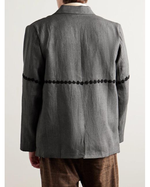 Kartik Research Gray Embroidered Linen Blazer for men