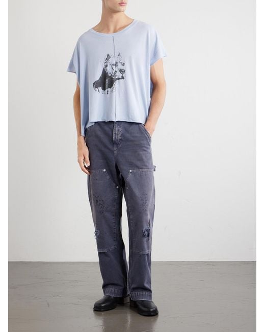 Enfants Riches Deprimes Blue Na Pitbull Distressed Printed Cotton-Jersey T-Shirt for men