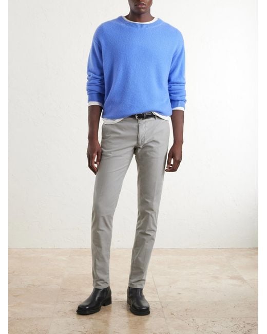 Slowear Gray Straight-Leg Stretch-Cotton Trousers for men