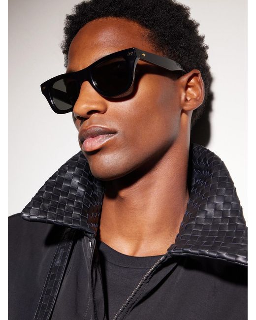Bottega Veneta Black Bold Ribbon Stud D-frame Recycled-acetate Sunglasses for men