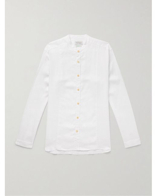 Oliver Spencer White Ashcroft Grandad-collar Linen Shirt for men