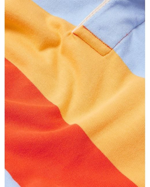 Drake's Orange Striped Cotton-jersey Polo Shirt for men