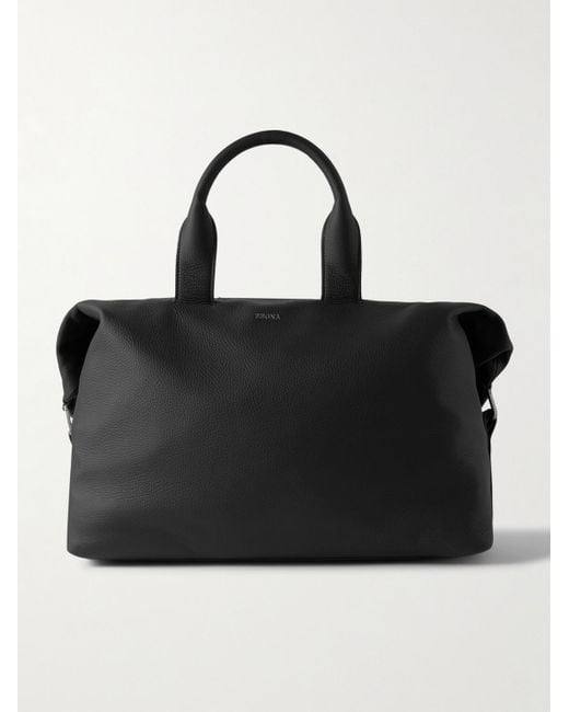 Zegna Raglan Reisetasche aus vollnarbigem Leder in Black für Herren