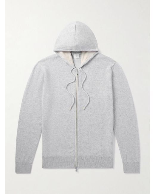 Eleventy Gray Cashmere Zip-Up Hoodie for men