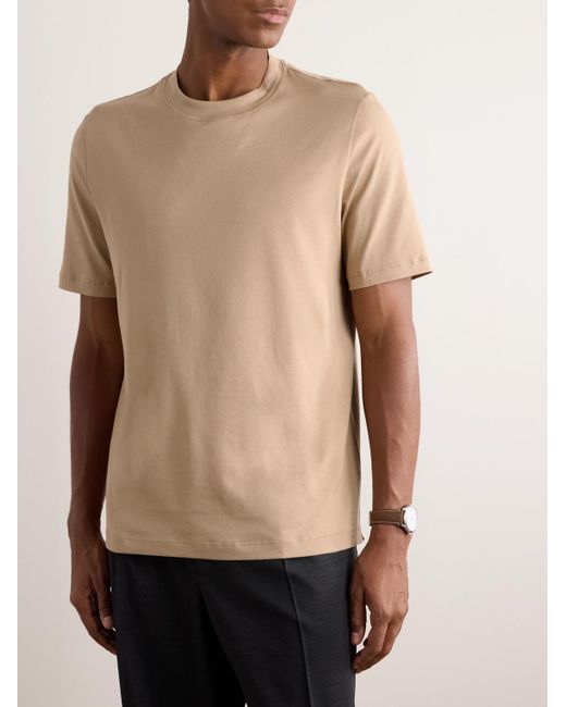 T-shirt in jersey di cotone di Brunello Cucinelli in Natural da Uomo