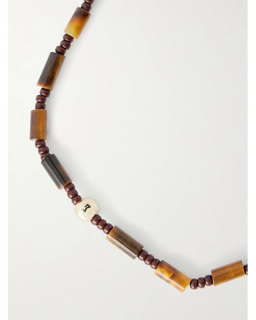 Luis Morais Natural 14-Karat Tiger's Eye Beaded Bracelet for men