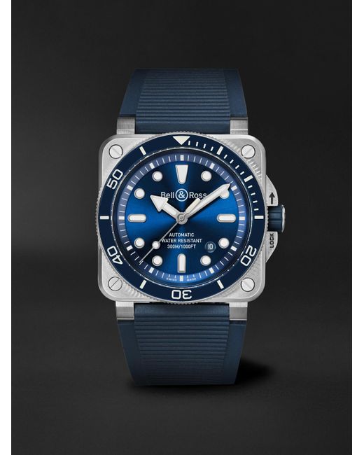 Bell & Ross Black Br-03 Diver Automatic Stainless Steel Watch, Ref. Br03A-D-Blu-St/Srb for men