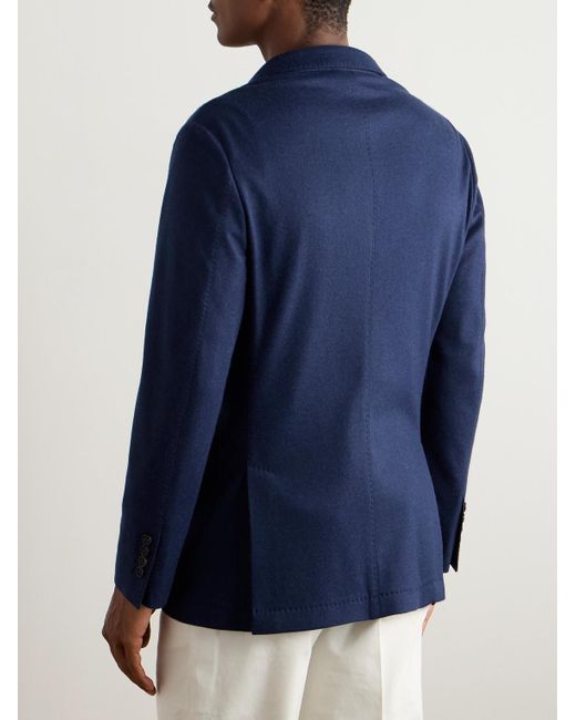 Brunello Cucinelli Blue Unstructured Mélange Cashmere-jersey Blazer for men