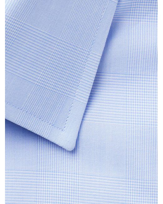 Tom Ford Blue Slim-fit Cutaway-collar Prince Of Wales Checked Cotton-poplin Shirt for men