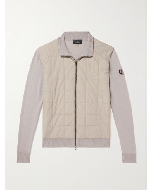 Belstaff Kelbrook Cardigan aus Wolle und gestepptem Shell in Natural für Herren
