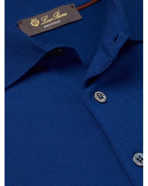 Loro Piana Blue Slim-Fit Wish Virgin Wool Polo Shirt for men