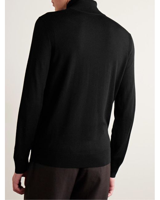 Paul Smith Black Merino Wool Zip-up Cardigan for men