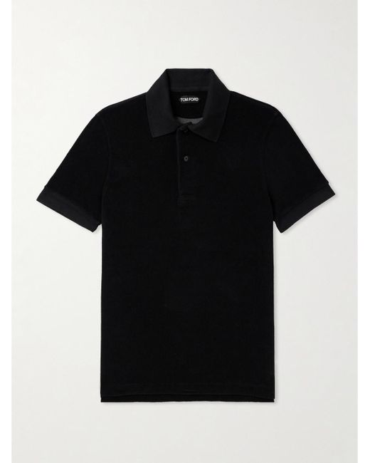 Tom Ford Black Cotton-blend Terry Polo Shirt for men