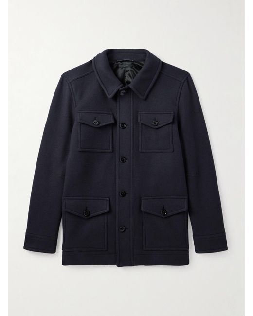 Tom Ford Blue Virgin Wool Overshirt for men