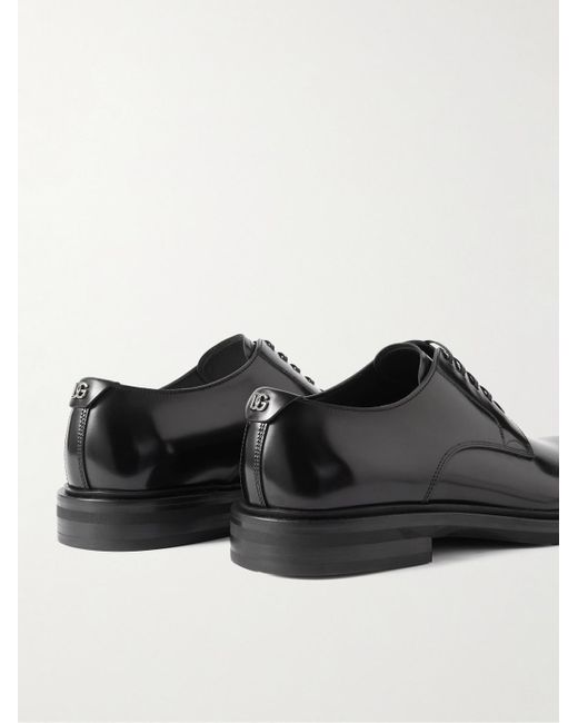 Dolce & Gabbana Black Glossed-leather Oxford Shoes for men