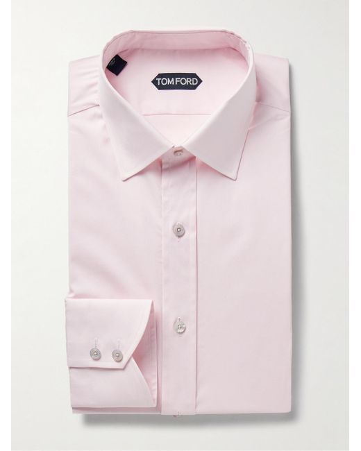 Camicia slim-fit in popeline di cotone di Tom Ford in Pink da Uomo