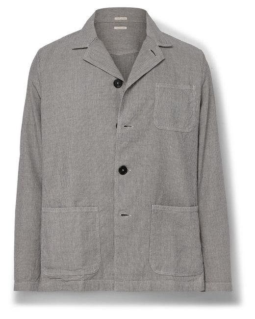 Massimo Alba Gray Florida Convertible-collar Cotton And Linen-blend Overshirt for men