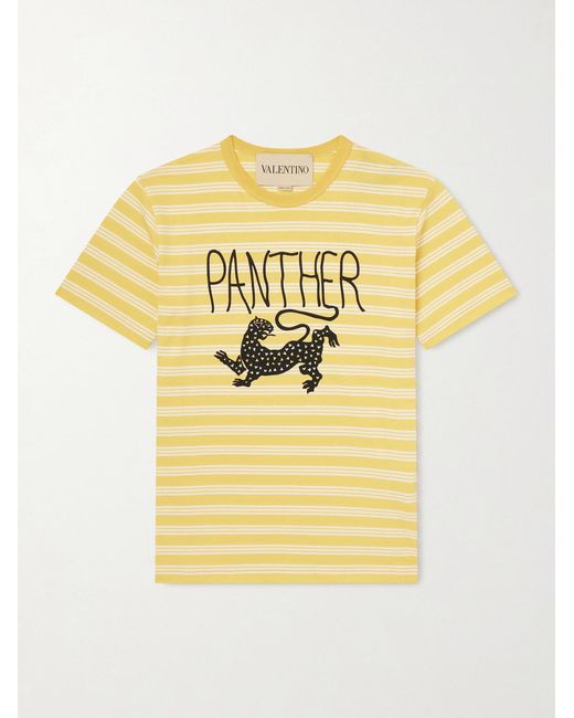 Valentino Garavani Metallic Striped Printed Cotton-Jersey T-Shirt for men