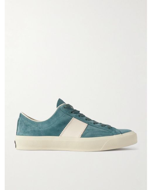 Tom Ford Blue Cambridge Leather-trimmed Suede Sneakers for men