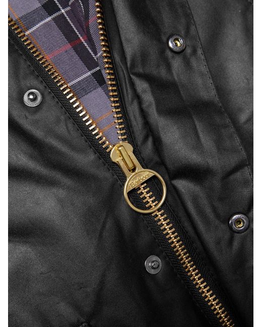 Barbour Black Bedale Corduroy-Trimmed Waxed-Cotton Jacket for men