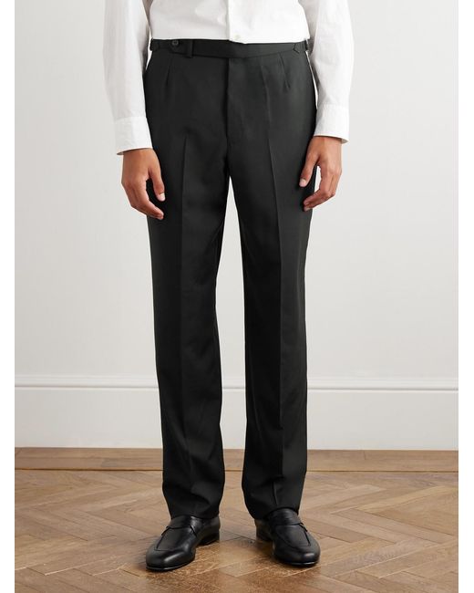 Dunhill Black Prince Of Wales Check Straight-leg Wool Trousers for men