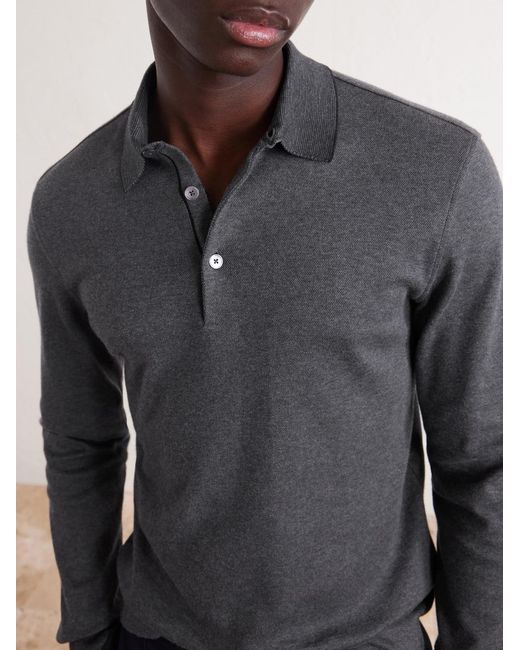 Zegna Gray Cotton Polo Shirt for men