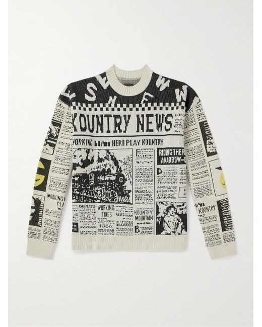 Kapital Natural 8g Newspaper Intarsia-knit Sweater for men