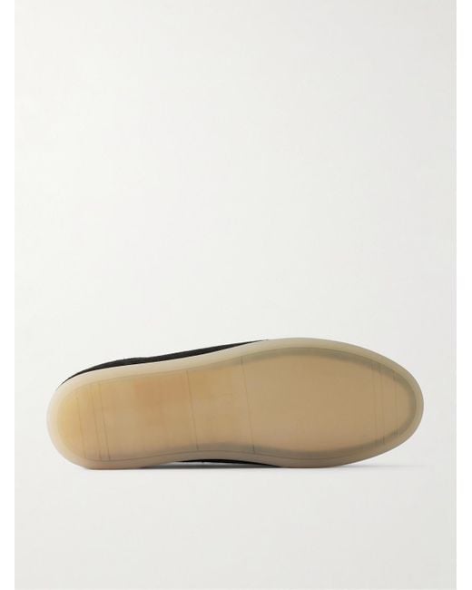 Brunello Cucinelli Black Leather-Trimmed Suede Sneakers for men