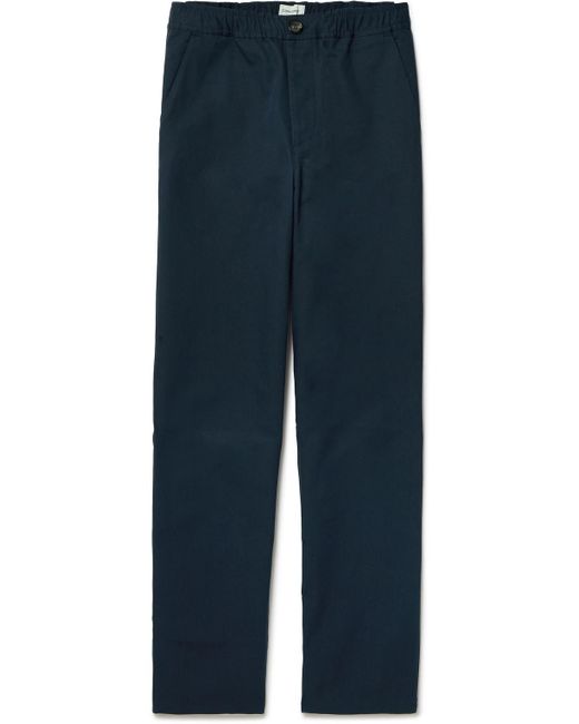 Oliver Spencer Blue Straight-leg Cotton-drill Drawstring Trousers for men