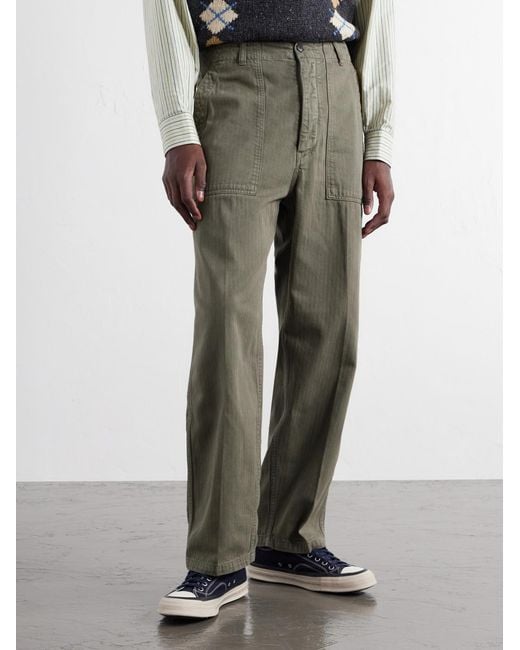 Visvim Gray Benning Straigh-Leg Herringbone Cotton Trousers for men