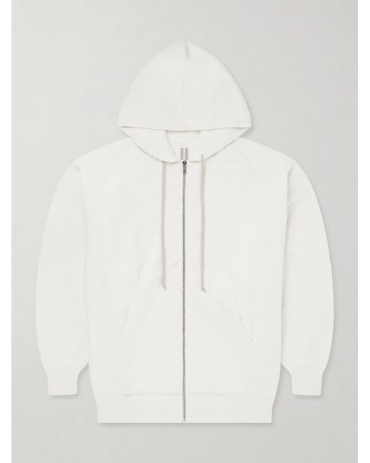 Rick Owens Natural Hun Ribbed-knit Zip-up Hoodie for men