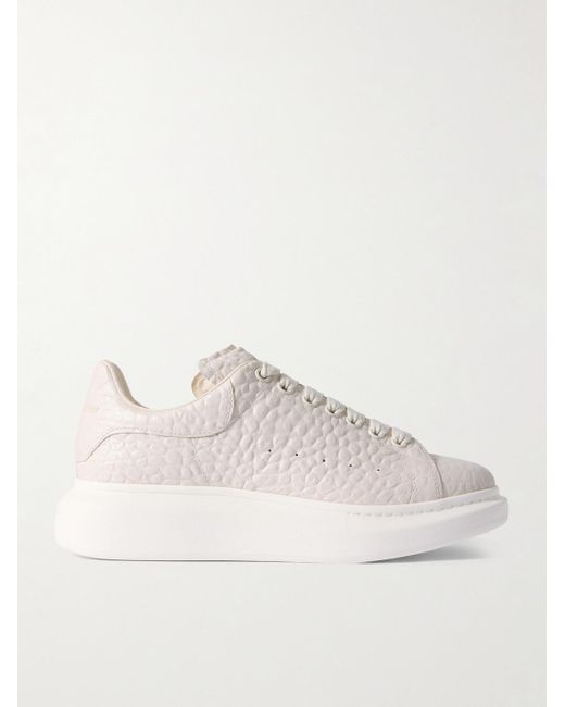 McQueen Natural Exaggerated-Sole Textured-Leather Sneakers for men