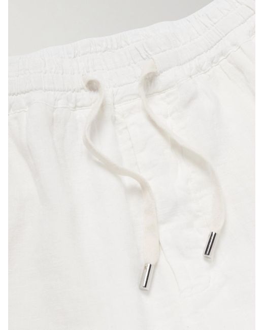 Altea White Aaron Straight-Leg Linen Drawstring Trousers for men
