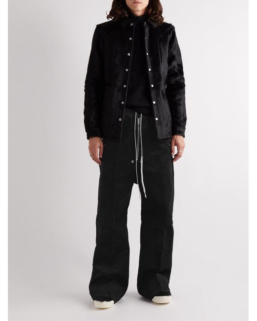 Rick Owens Black Cotton-Corduroy Drawstring Trousers for men