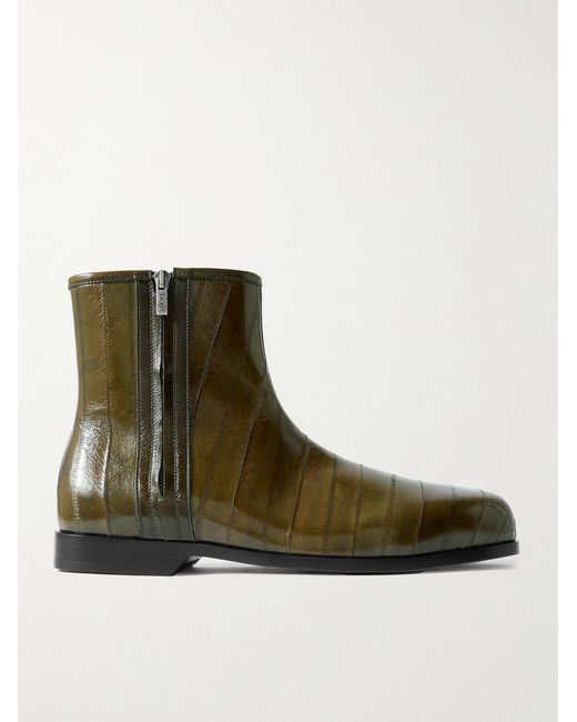 Loewe Green Bobine Panelled Eel Boots for men