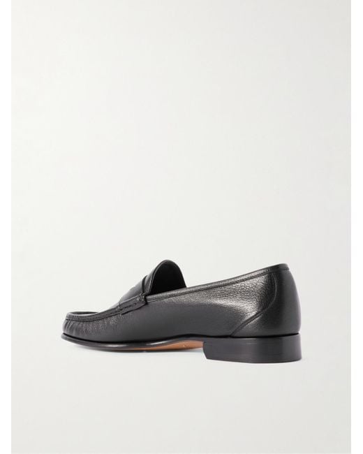 Tom Ford Black York Full-Grain Leather Penny Loafers for men