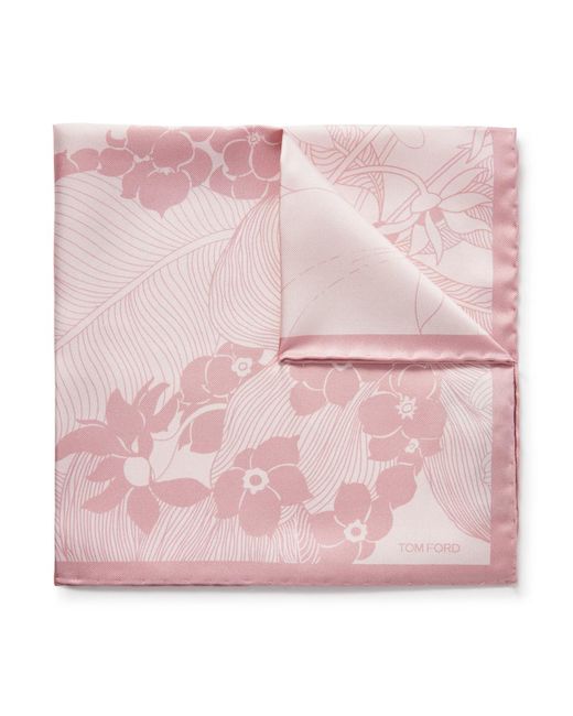 Tom Ford Pink Floral-print Silk-twill Pocket Square for men